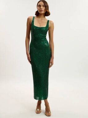 Karen Millen Emerald Green Sequin Maxi Dress